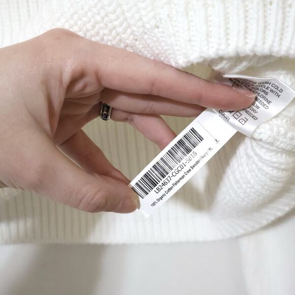 Quince Ivory Organic Cotton Fisherman Crew Cropped Sweater XL Career Office - Picture 6 of 8